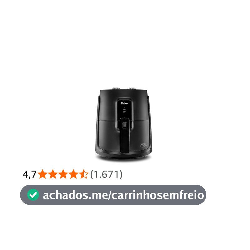 Fritadeira Elétrica sem óleo/Air Fryer Philco PFR15PG Preto 4,3L com Timer