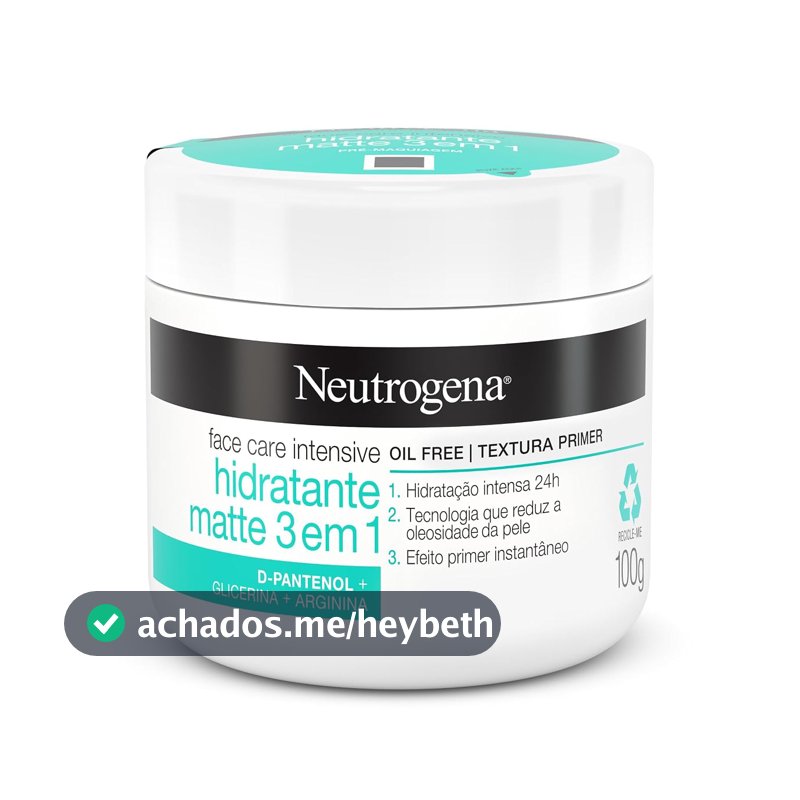 Creme Hidratante Facial Matte 3 em 1 Neutrogena, Sem Perfume, 100g