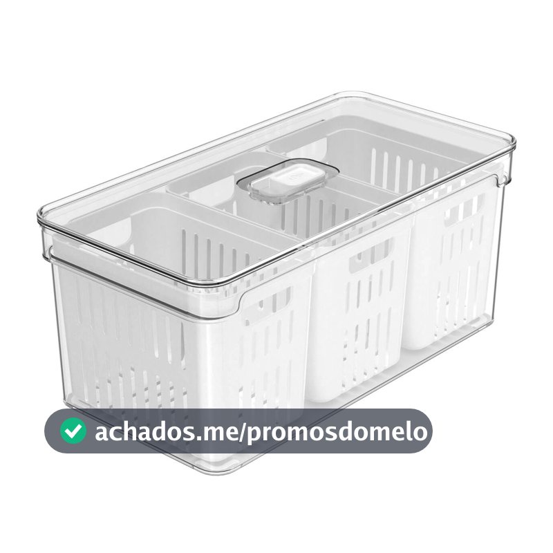 Ou Organizador de Geladeira com Cesto Triplo 5L Linha Clear Fresh