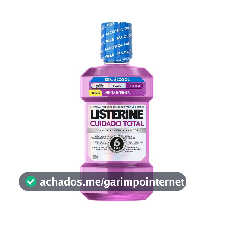 Enxaguante Bucal Listerine Cuidado Total Intenso, Menta, 250ml