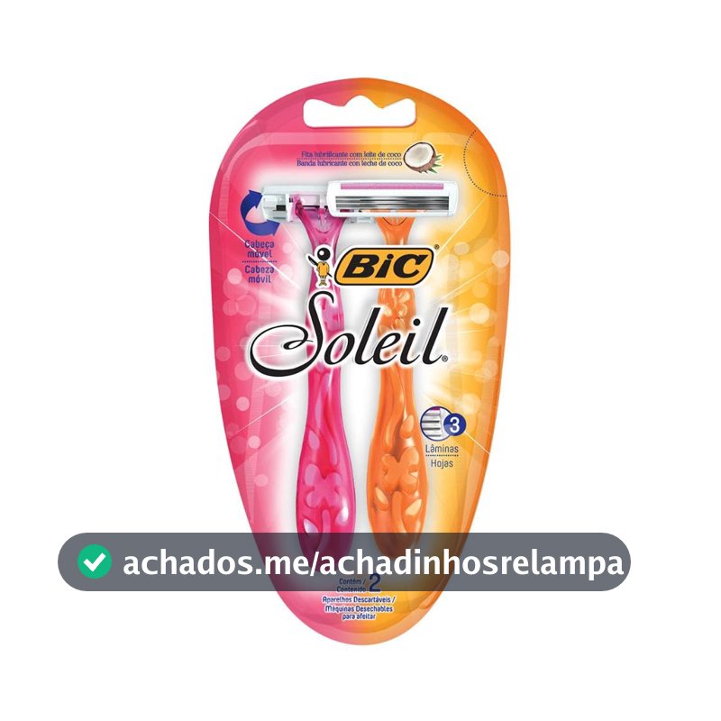 BIC Aparelho De Depilar Soleil Rosa E Laranja 2 Unidades 929994 Dupla Fita Lubrificante Com Leite De Coco