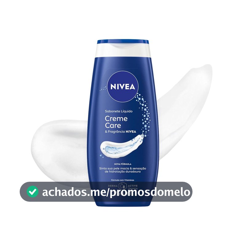 NIVEA Sabonete Líquido Creme Care 250ml, Limpeza Suave, Banho, Hidrata e Protege, Uso Diário, Todas as Peles