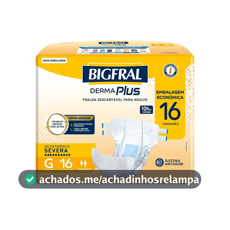Fralda Bigfral Derma Plus Econômica G 16 Unidades
