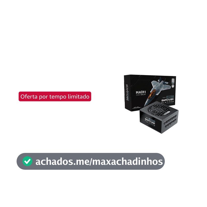 Fonte Mach1 Empower, 850w, 80 Plus Platinum, Modular, Pfc Ativo, Preto - 850empower