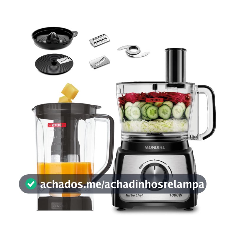 MONDIAL Multiprocessador Turbo Chef 7 em 1, Preto, 1000W, 110V - MPN-01-BE