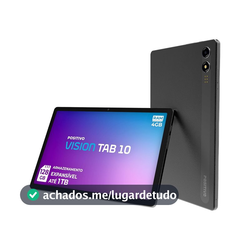 Tablet Positivo Vision TAB 10 4GB RAM 128GB Armazenamento, Octa-Core, 13MP + Selfie 5MP, Bateria 6000mAh, Tela 10.1“ HD, Wifi AC e 4G, Full Lamination