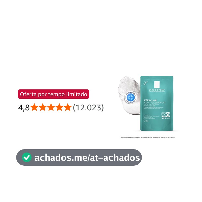 La Roche-posay Effaclar Gel Alta Tolerância. Limpeza Facial. Limpa a Pele Suavemente Reduzindo a Oleosidade e Eliminando o Brilho. Pele Oleosa e Sensível. Caprylyl Glycol, Glicerina, PCA de Zinco.
