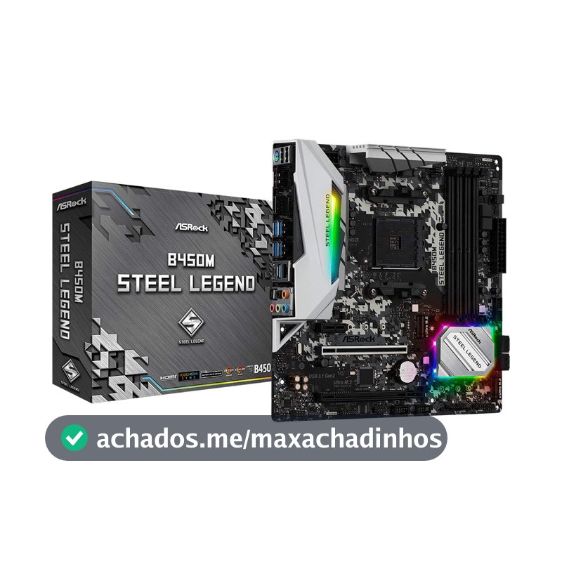 Placa-Mãe AM4 ASRock B450M Steel Legend