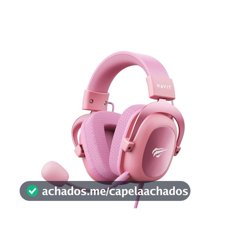 Havit Headphone Fone de Ouvido H2002d Pink, Gamer, com Microfone, Falante 53mm, Plug 3, 5mm: compatível com XBOX ONE e PS4, HAVIT, HV-H2002d Cor Rosa
