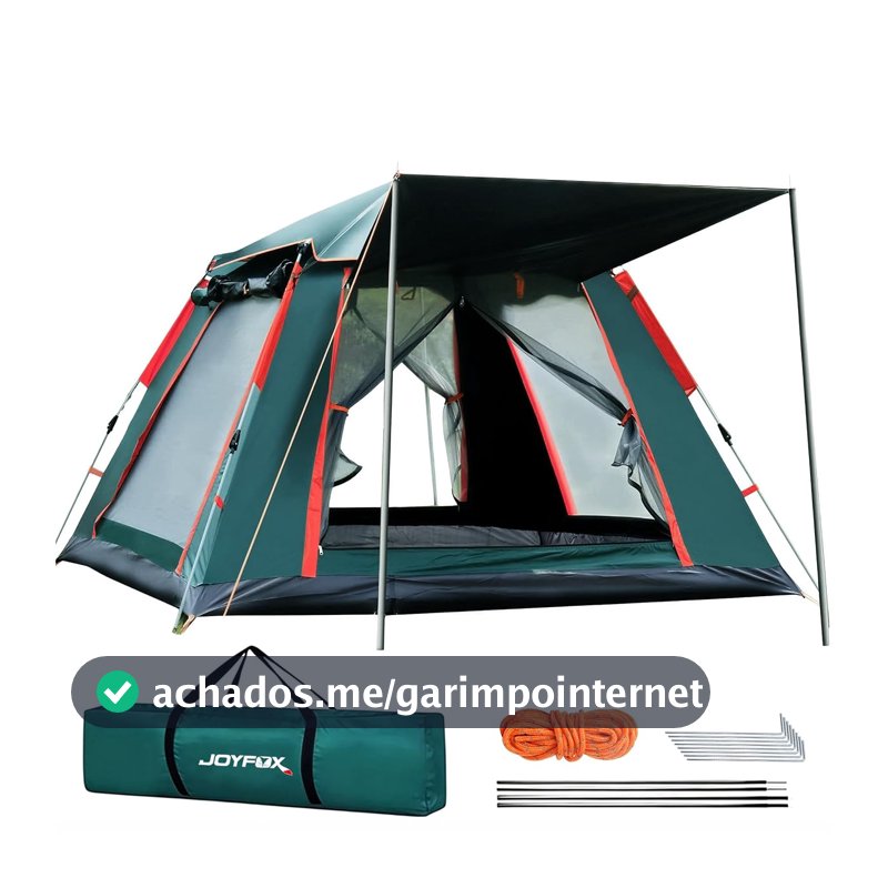 JOYFOX Barraca de Camping Automática, 3-8 Pessoas, Montagem Rápida em 3 Segundos, Proteção UV UPF50+, À Prova de Chuva com Vestíbulo e Mosquiteiro, Ideal para Acampamento, Praia e Trilha