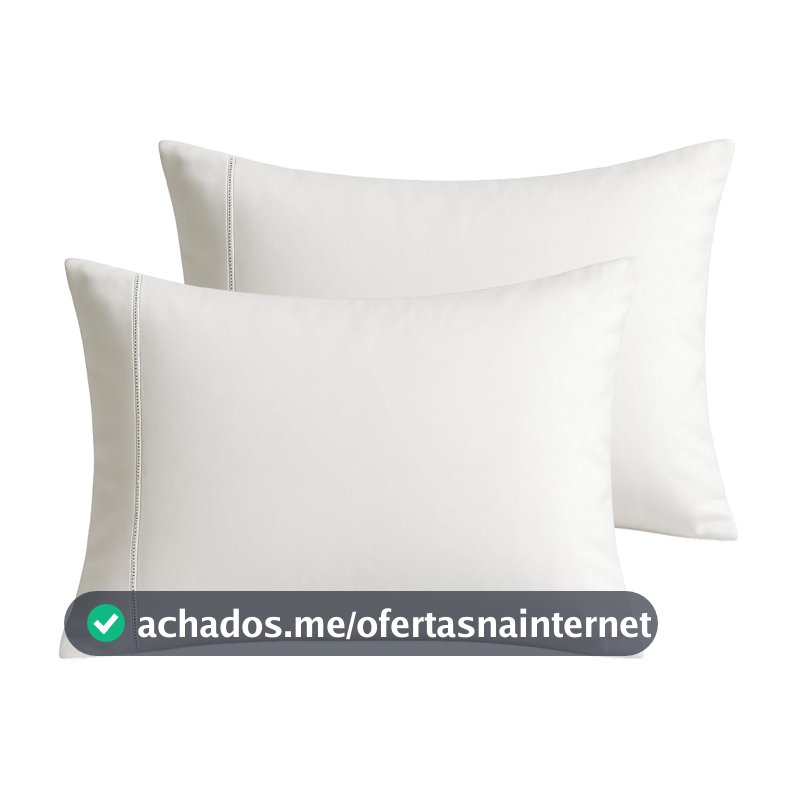 Par Fronhas Branca 50x70 600 Fios 100% Algodão Toque Macio Acetinado