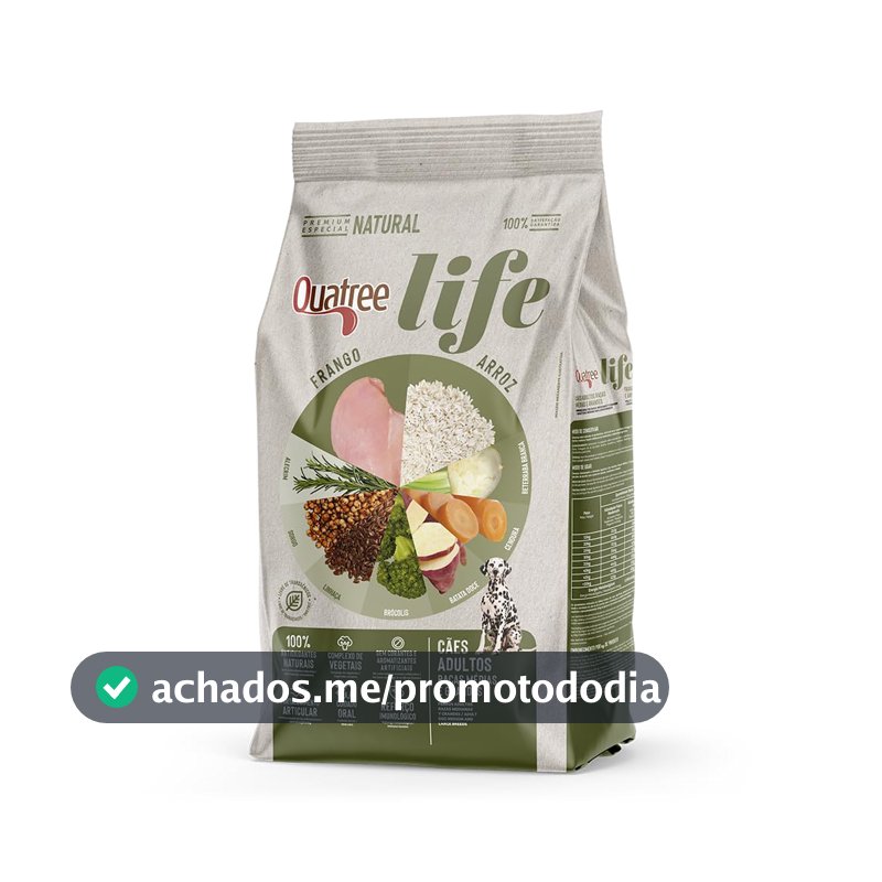 Quatree Life Ração para Cães Adultos Raças Médias e Grandes 15kg
