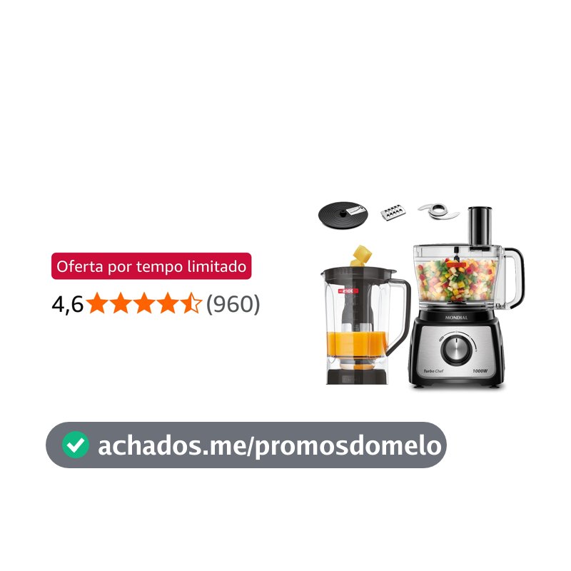 MONDIAL Multiprocessador Turbo Chef 5 em 1, Preto, 1000W, 220V - MPN-01-B