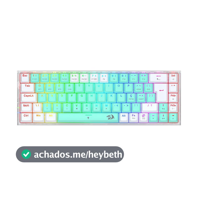 Teclado Mecânico Gamer Redragon Castor Pro, Branco com Menta, 65%