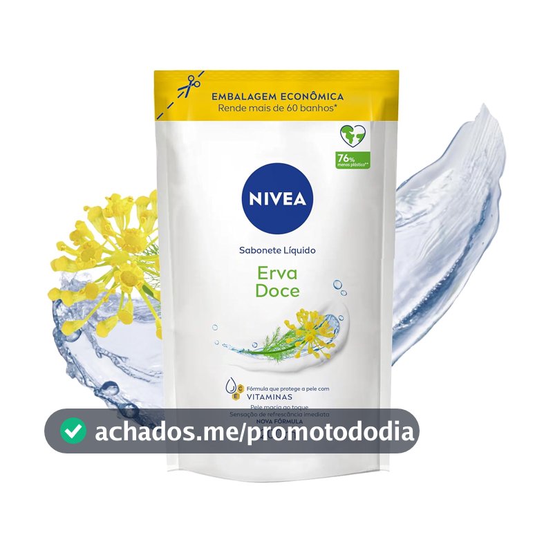NIVEA Sabonete Líquido Erva Doce 200ml, Limpeza Corporal, Pele Macia, Vitaminas, Equilíbrio com o pH, Fragrância Refrescante