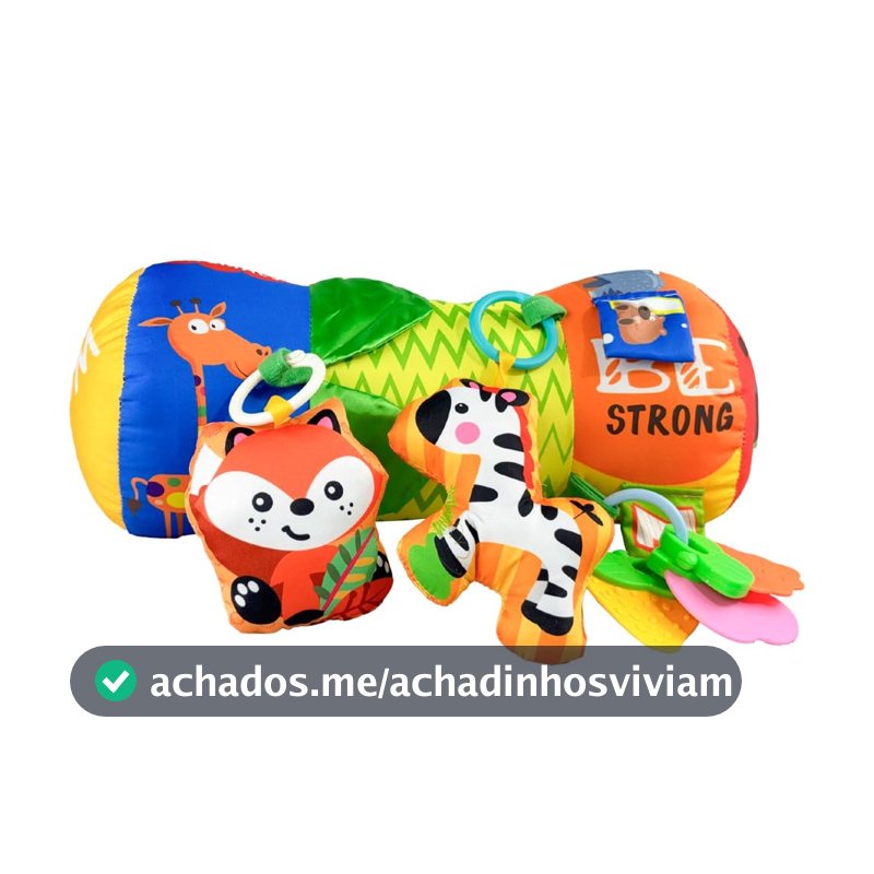 Almofada Rolinho Atividades Para Bebê com Mordedor Azul Maxi Baby