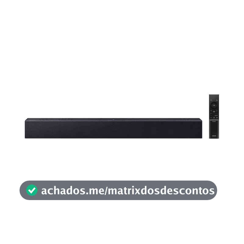 Soundbar Samsung HW-B400F, com 2.0 canais, Bluetooth, Subwoofer integrado e HDMI ARC