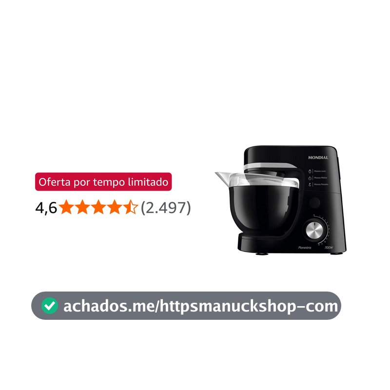 Batedeira Planetária, Mondial, Preto, 700W, 110V - BP-03-B