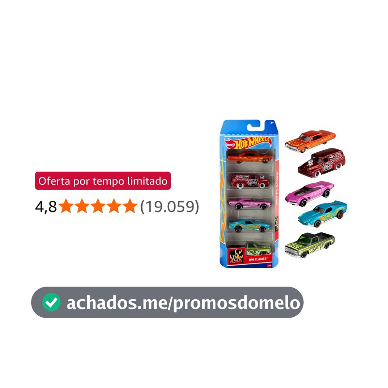 Pacote 5 Carros Sortidos, Hot Wheels, Mattel, Multicor - não é possível escolher as cores