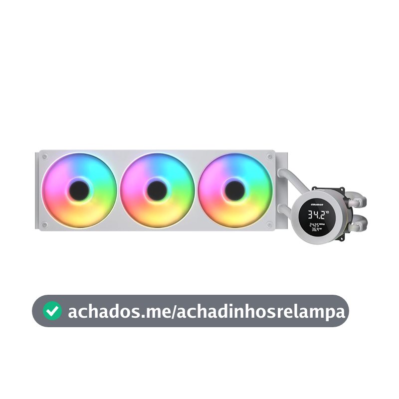 Water Cooler Gamer Cougar Poseidon Vistek ARGB 360 Branco com Display de Monitoramento Fans de Bloco Único AMD AM5 Intel LGA 1851 CGR-PSDVARGB-W-360