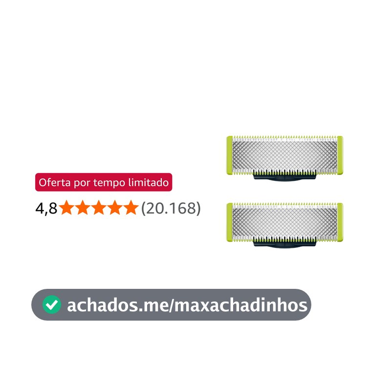 Philips OneBlade QP220/51 Lâminas de Reposição Masculinas em Aço Inoxidável – Pacote com 2 Unidades