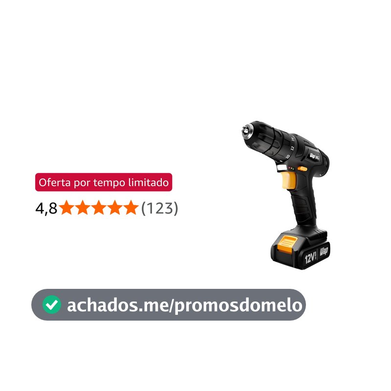 WAP Parafusadeira e Furadeira a Bateria Li-Ion 12V BPF 12K3 BLACK Carregador Bivolt com Maleta e Kit de 13 Acessórios