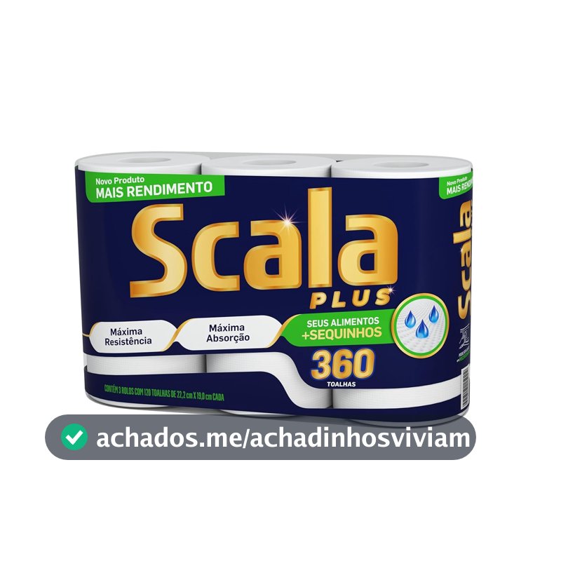 Papel Toalha em Rolo Scala Plus Mega, 360 Toalhas