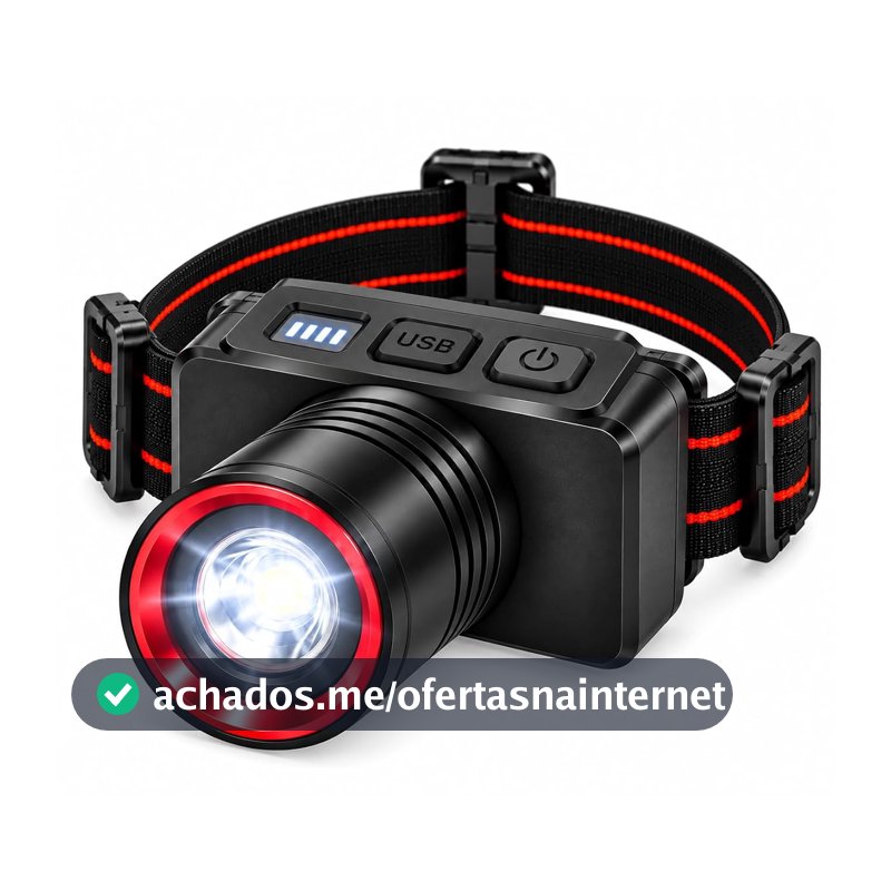 Lanterna de Cabeça LED USB,Lanterna de Cabeça Recarregavel À Prova d'Água