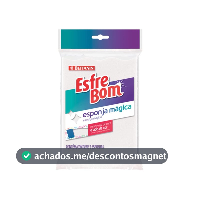 EsfreBom - Esponja Mágica, com 2 Unidades, Cor Azul/Branca, Bettanin
