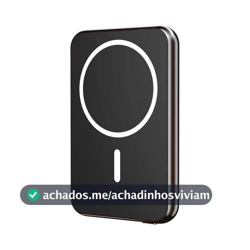 Geonav Power Bank, Carregador Portátil Universal por Indução 5.000mAh, Ultraslim Carregamento rápido, Compatível com MagSafe®, PB5KALMAGBK, Preto
