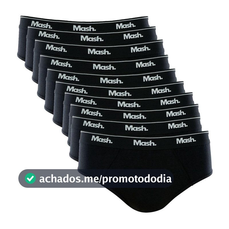 Kit 10 Cuecas Slip Algodão Cotton Hipoalergênica Masculino Mash