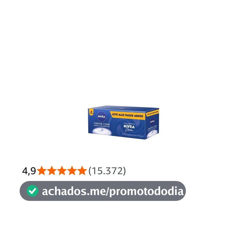NIVEA Sabonete em Barra Creme Care Promo 6 un. 90g - Limpa e deixa a pele macia mesmo após o banho, com glicerina, fragrância NIVEA Creme e o exclusivo ingrediente Eucerit