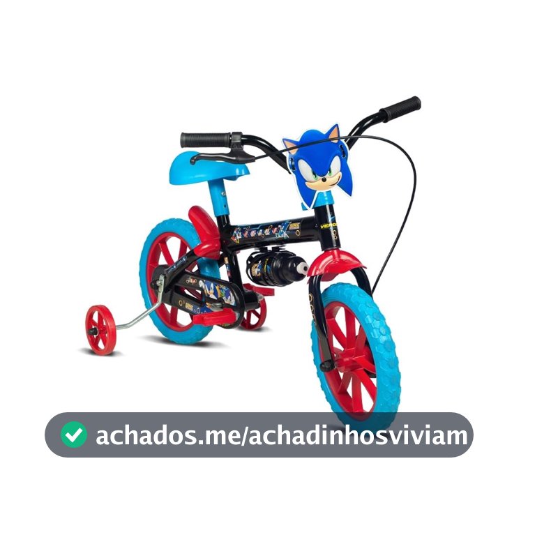 Verden Bicicleta Infantil Sonic Aro 12 com rodinhas e garrafinha