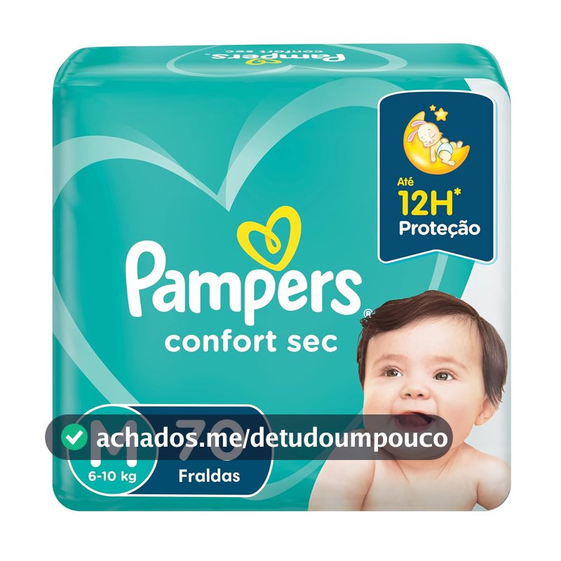 Fralda Pampers Confort Sec Tamanho M 70 Unidades