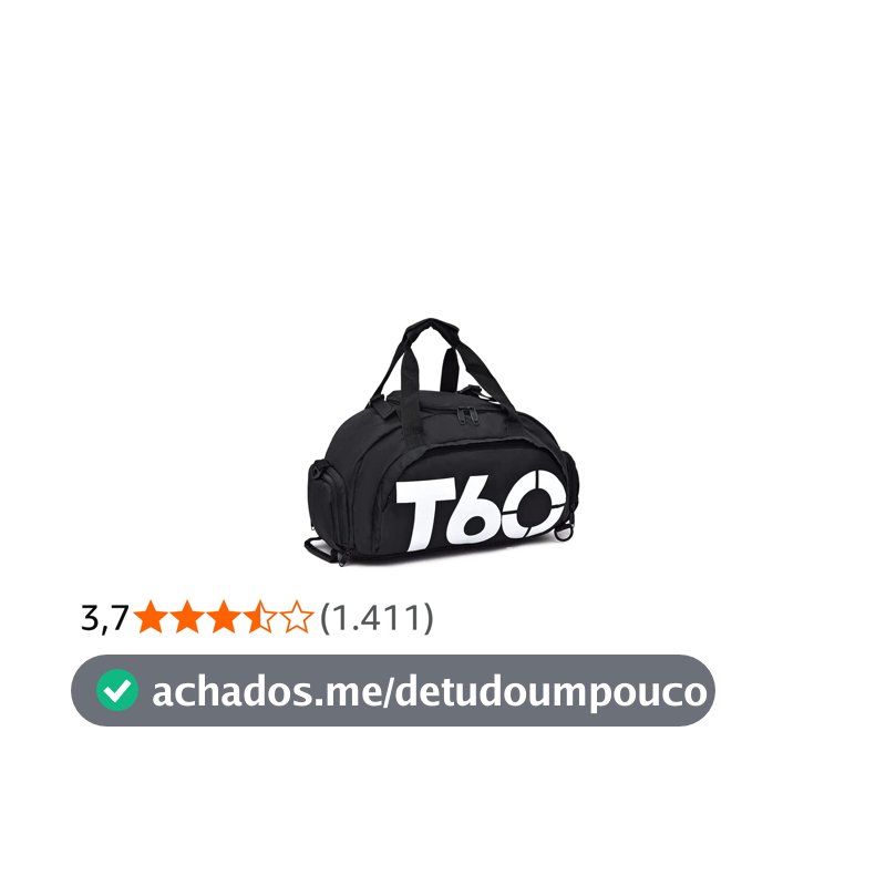Mochila Mala T60 Para Academia Natação Camping na Cor Preta