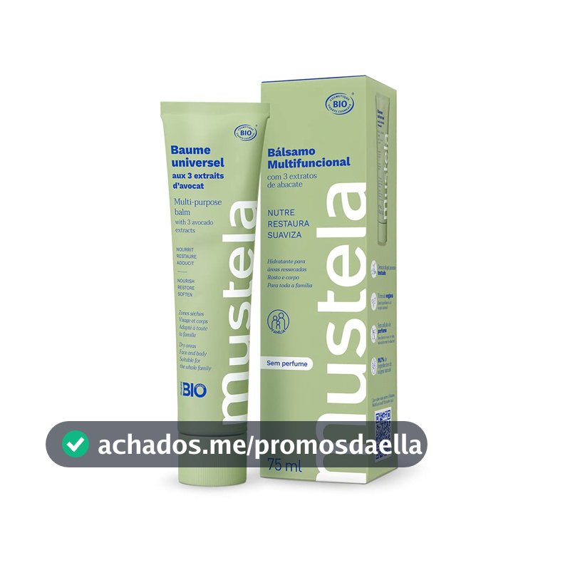 Mustela Bálsamo Multifuncional 75ml - Hidratante para áreas ressecadas do corpo com 3 extratos de Abacate, com 99,7% de ingredientes de origem natural - Para Bebês, Crianças e toda a Família