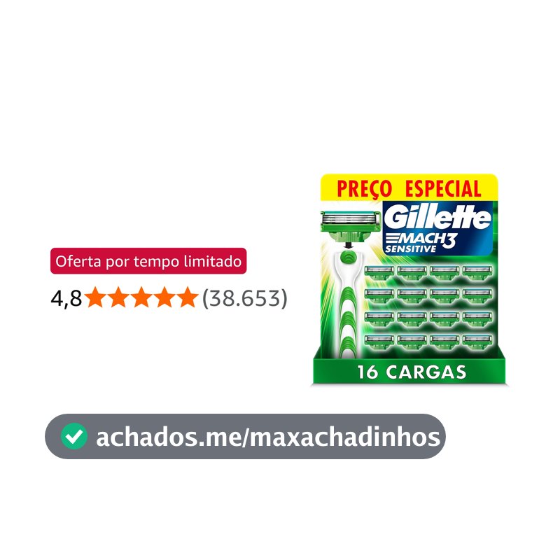 Carga para Aparelho de Barbear Gillette Mach3 Sensitive 16 unidades