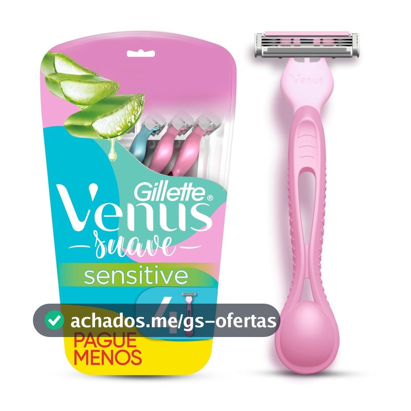 Aparelho de Depilação Gillette Venus Suave Sensitive, 4 Unidades