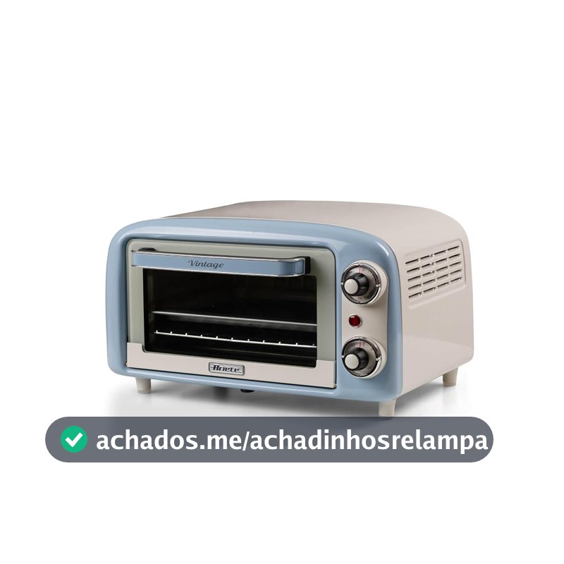 Ariete 3919, Forno Elétrico Vintage Azul, Capacidade de 10 Litros, 800 Wats, Vidro duplo, temporizador até 60 minutos e temperatura até 230°C - 220V
