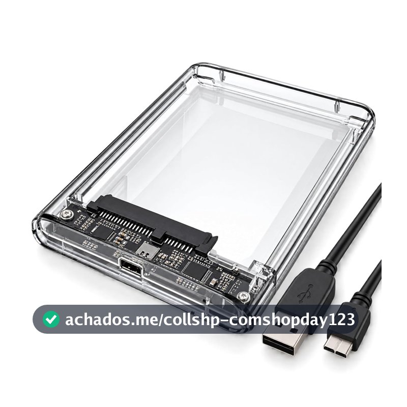 Case para HD/SSD Externo 2.5 SATA, Adaptador HD Notebook Portátil, Transferência Super Rápida Plug and Play