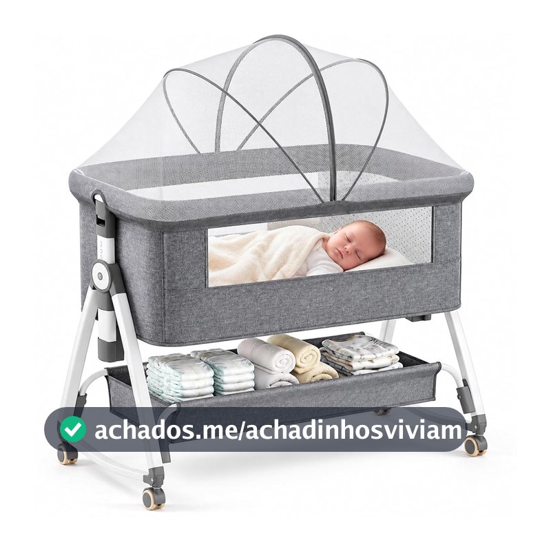 Berço Moisés para Bebê Co-Bed Portátil com Balanço, Colchão, Mosquiteiro e Altura Regulável