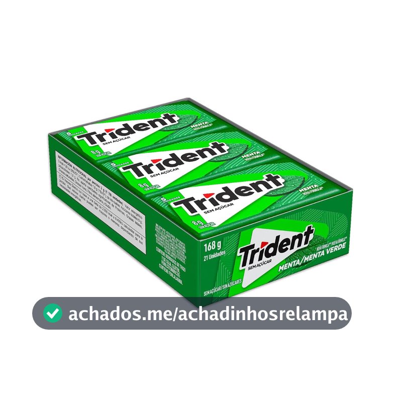 Chiclete Trident Menta Sem Açúcar - Caixa com 21 unid. de 8g