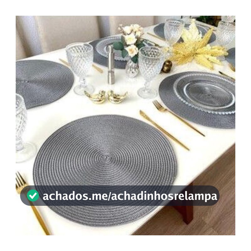 Kit 6 Peças Jogo Americano Redondo - Sousplat Redondo para Mesa Posta - Jogo Americano Elegante para Jantar, Almoço e Café - UpShop (Cinza Escuro)