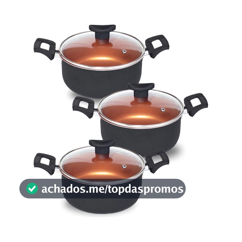 Conjunto 2 Panelas Caçarola Teflon Pequena Antiaderente 5 Camadas (Cobre)