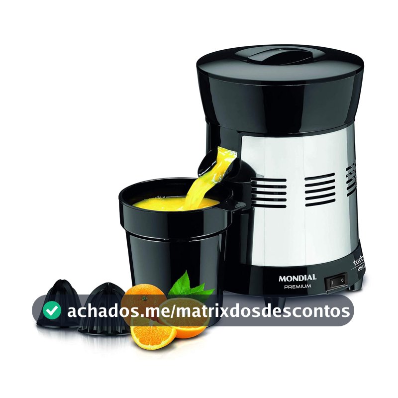 MONDIAL Extrator de Sucos Turbo Premium Preto/Inox, 250W, Bivolt - E-10