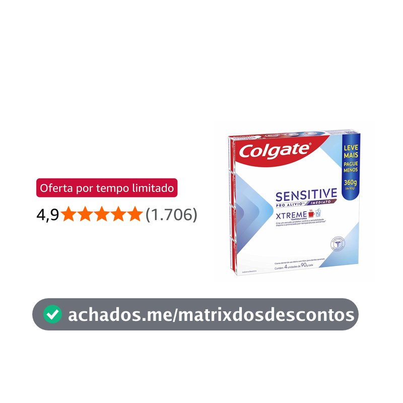 Colgate Sensitive Pro Alívio Xtreme Creme Dental, 4x90g