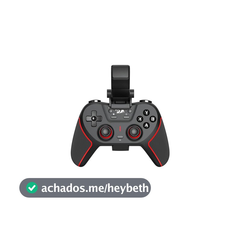 Redragon Controle Gamer Sempiten G712 Gamepad Sem Fio Bluetooth USB-C 2.4GHz Compatível c/ PC, Xbox, PlayStation, Android c/ Suporte p/ Celular Preto e Vermelho