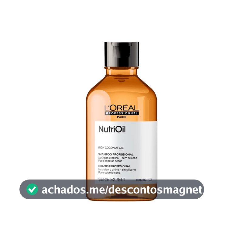 L'Oréal Professionnel NutriOil Shampoo de Nutrição Intensa com Óleo de Coco – Para Cabelos Secos, Limpeza Suave e Maciez, 300 ml