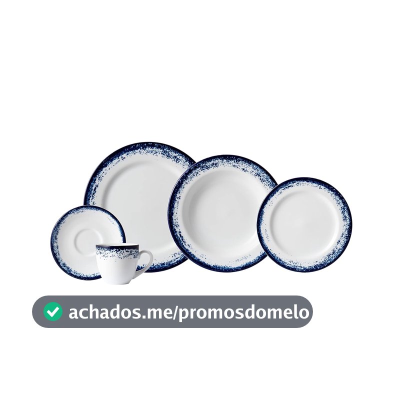 Serviço de Jantar e Chá 20 Peças em Porcelana, Decoração Névoa Azul, Porcelana Schmidt