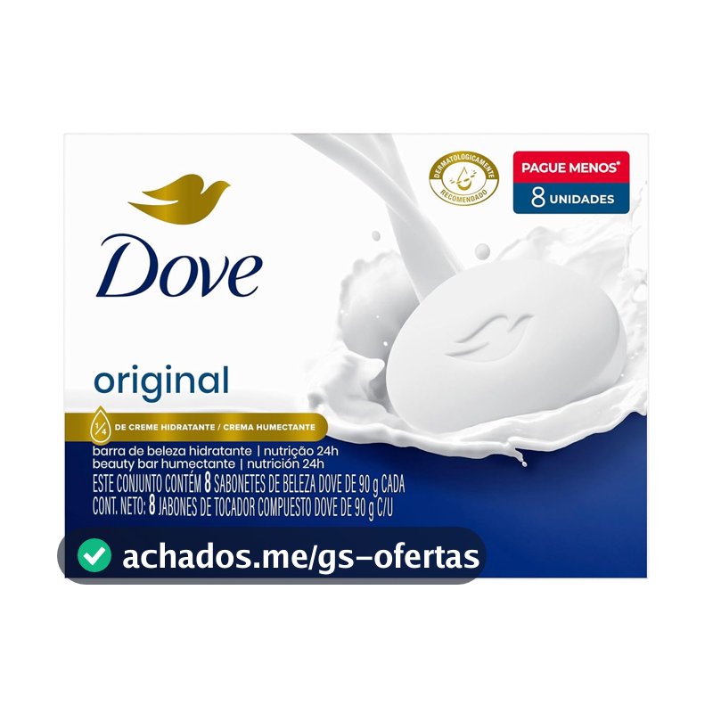 Dove Sabonete Em Barra Branco 90G - 8 Unidades
